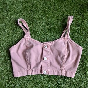 American Eagle Denim Bralette Crop Top Dusty Pink Size 6 100% Cotton 9233